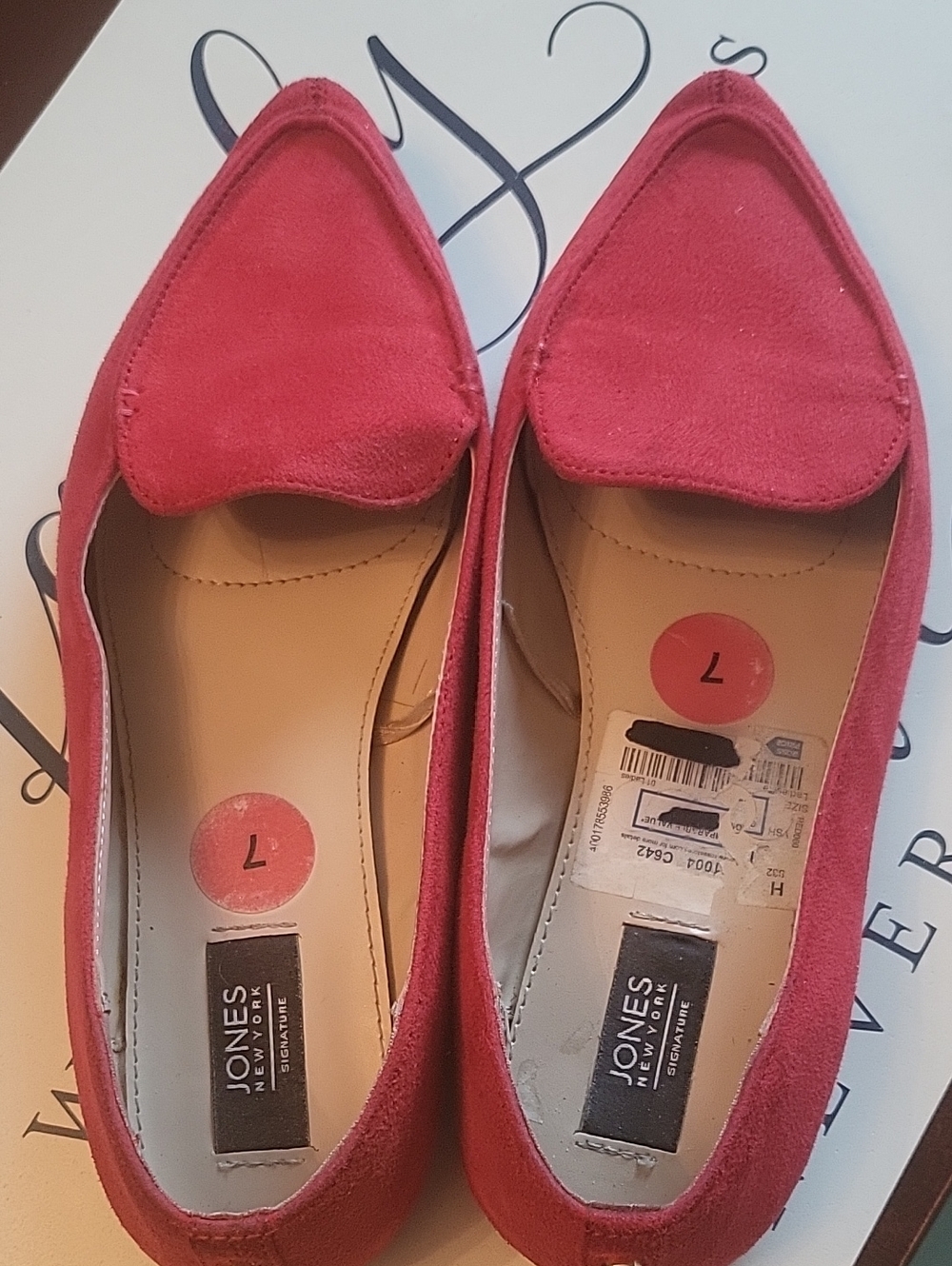 Jones New York Red Suede Pointed-Toe Loafers